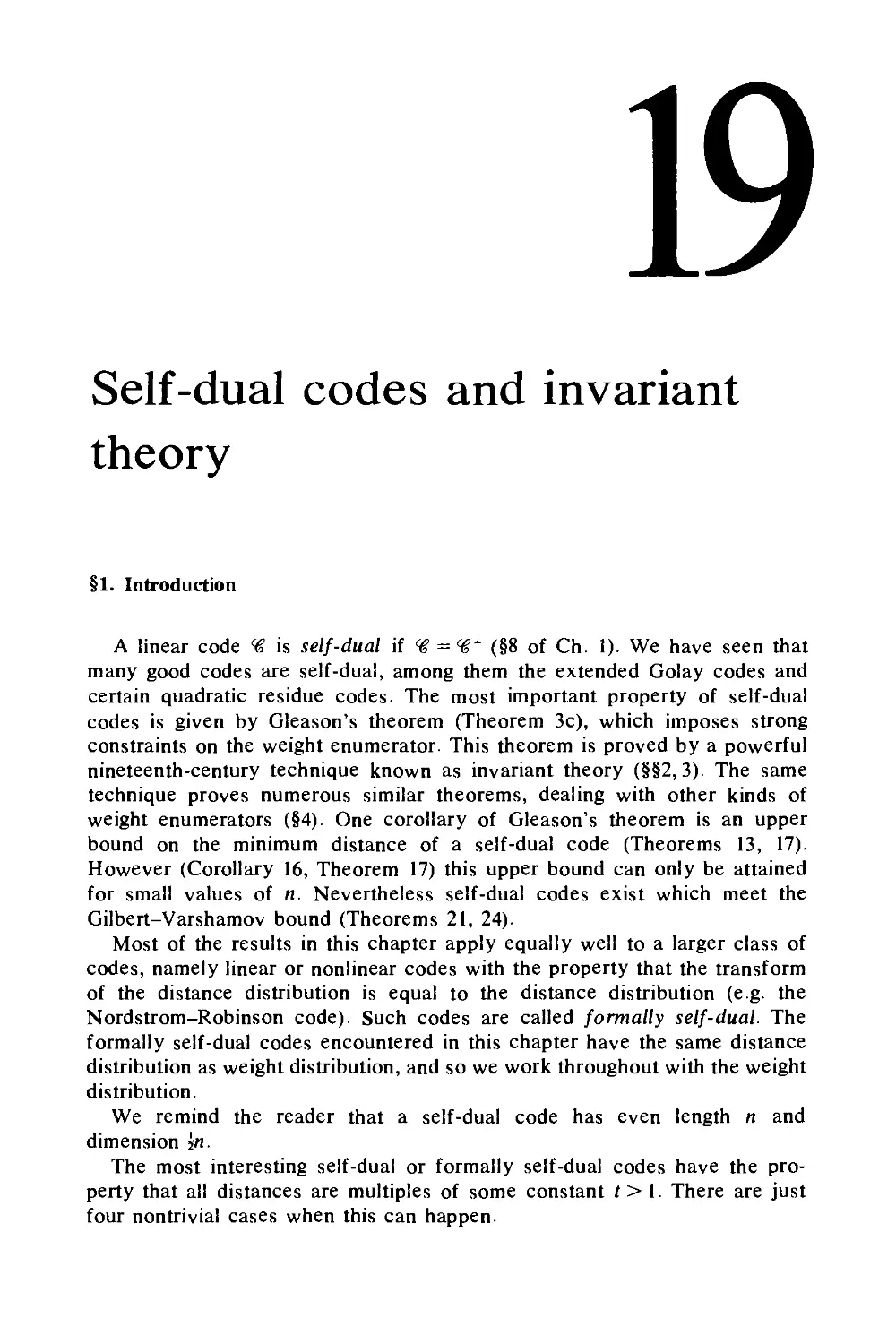 19. Self-dual codes and invariant theory