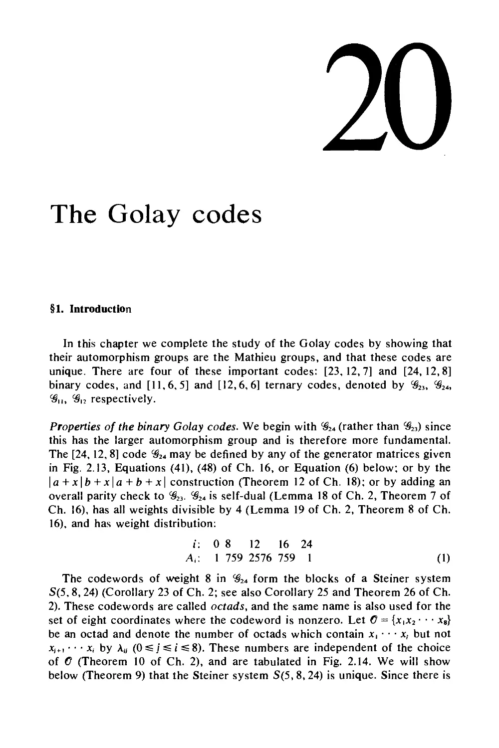 20. The Golay codes