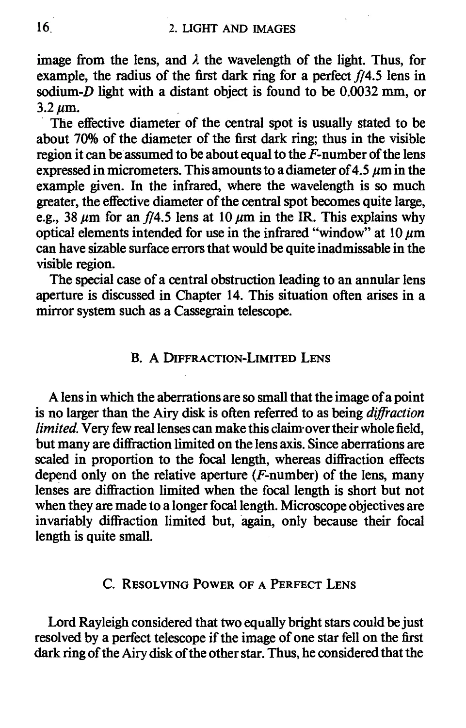 B. A Diffraction-Limited Lens
С. Resolving Power of a Perfect Lens