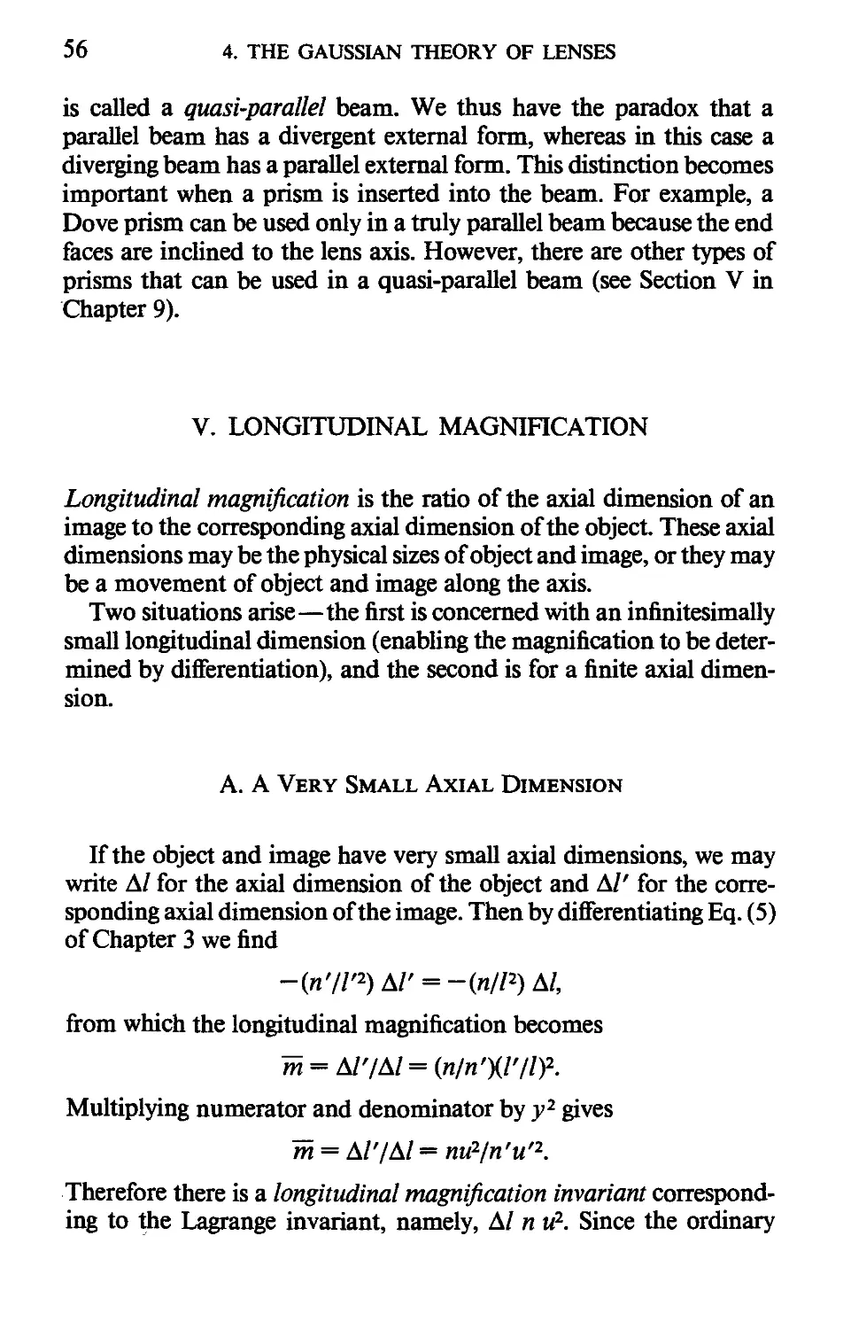 V. Longitudinal Magnification
