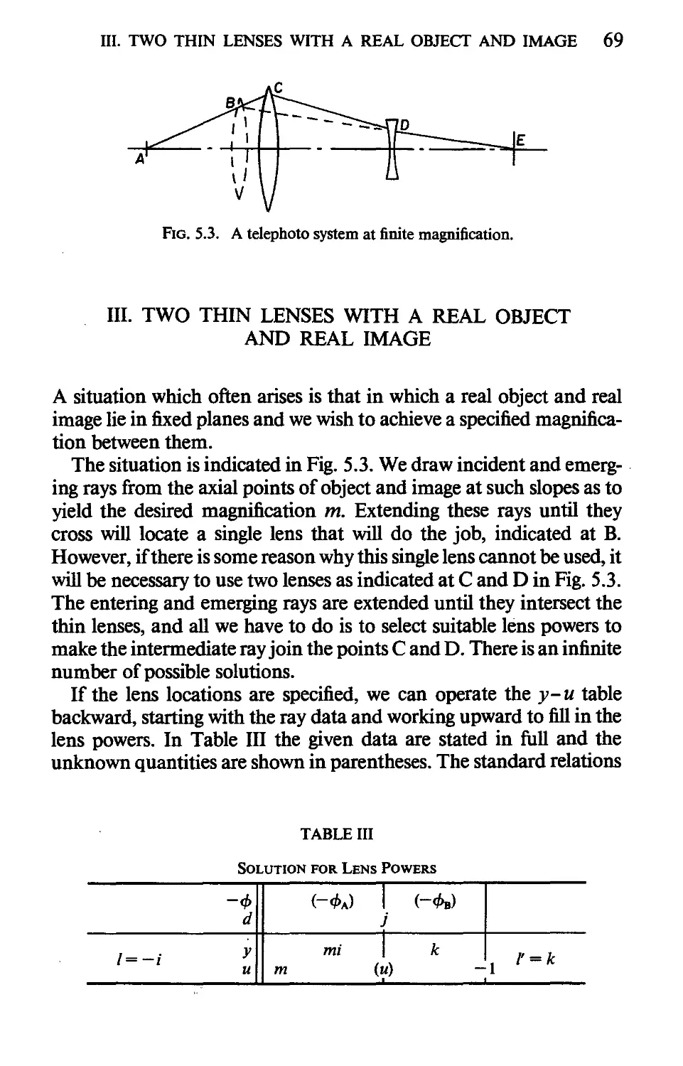 III. Two Thin Lenses With A Real Object And Real Image