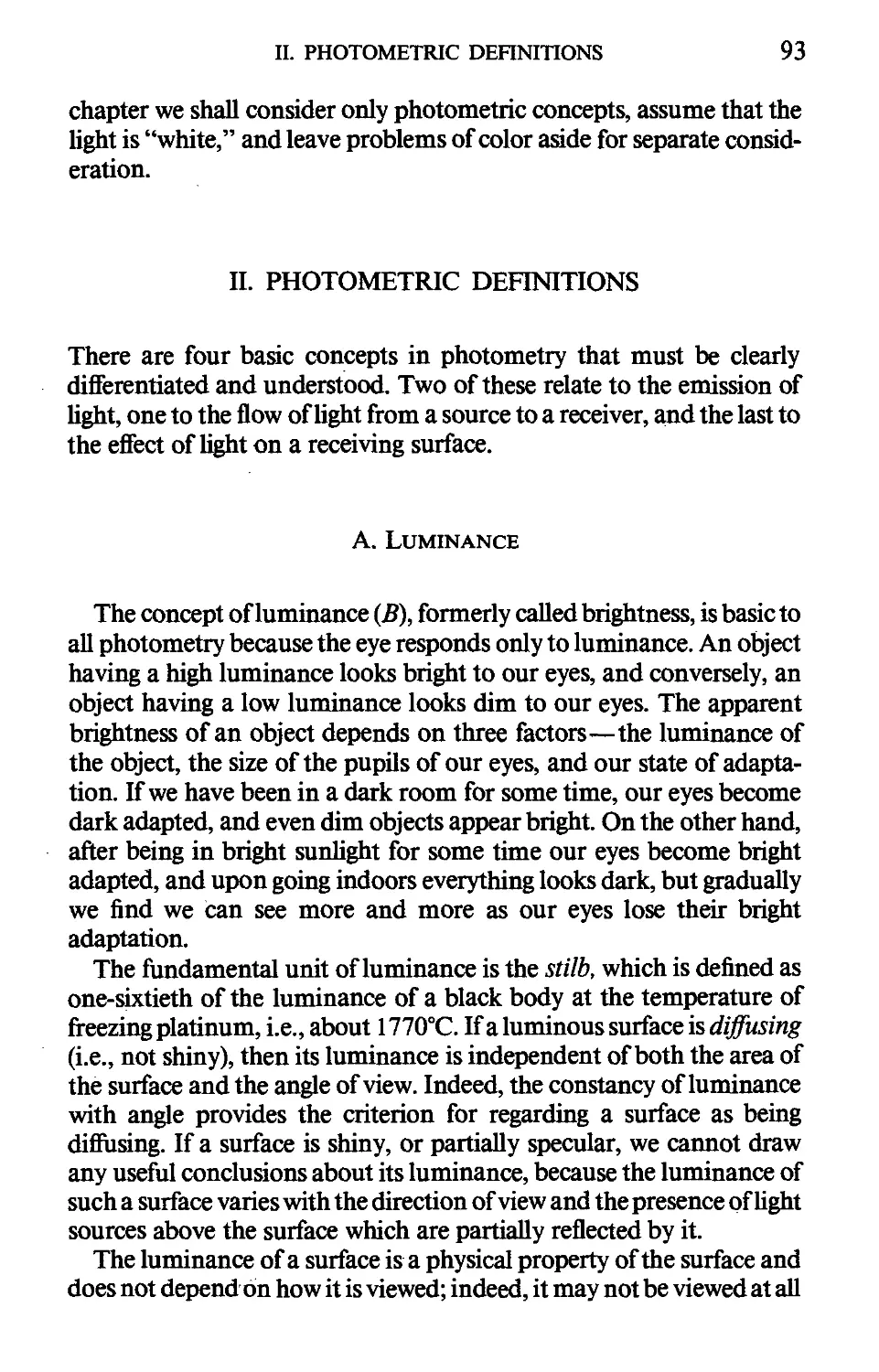 II. Photometric Definitions
