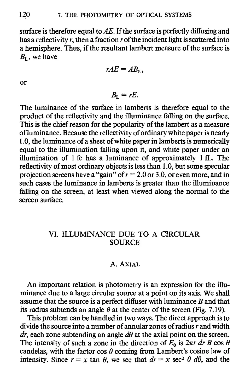 VI. Illuminance Due To A Circular Source