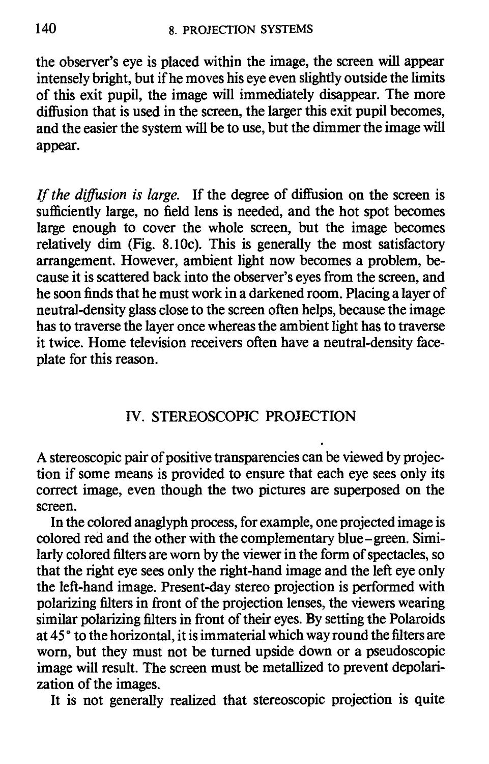 IV. Stereoscopic Projection