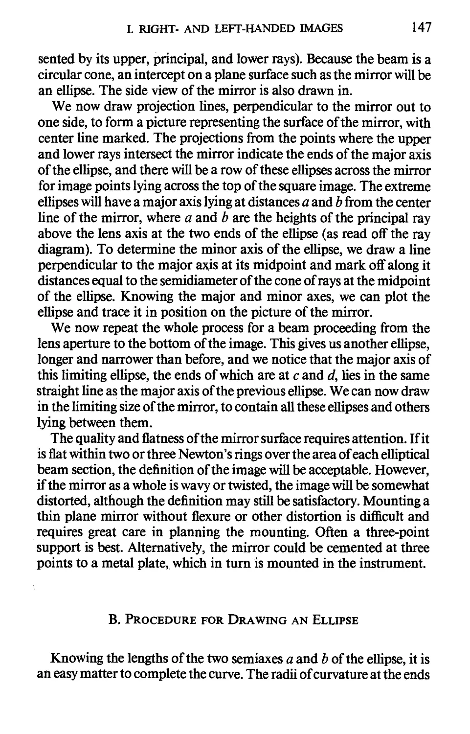 B. Procedure for Drawing an Ellipse