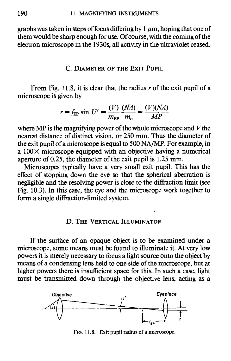 С. Diameter of the Exit Pupil
D. The Vertical Illuminator