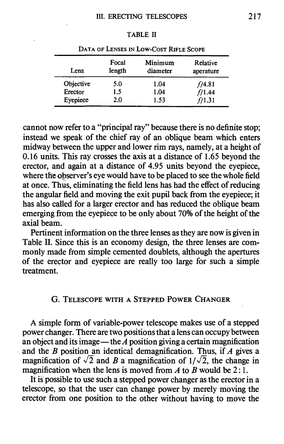 G. Telescope with a Stepped Power Changer
