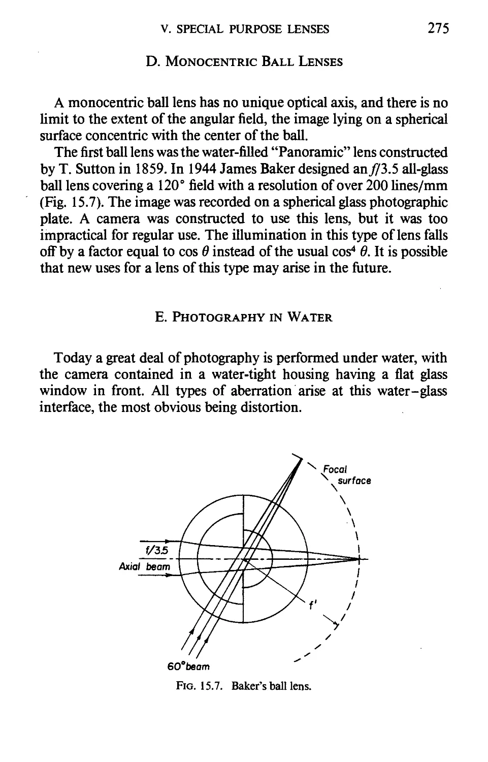 D. Monocentric Ball Lenses
E. Photography in Water