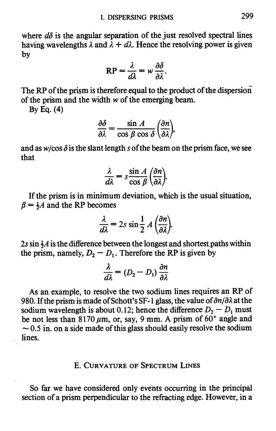 E. Curvature of Spectrum Lines