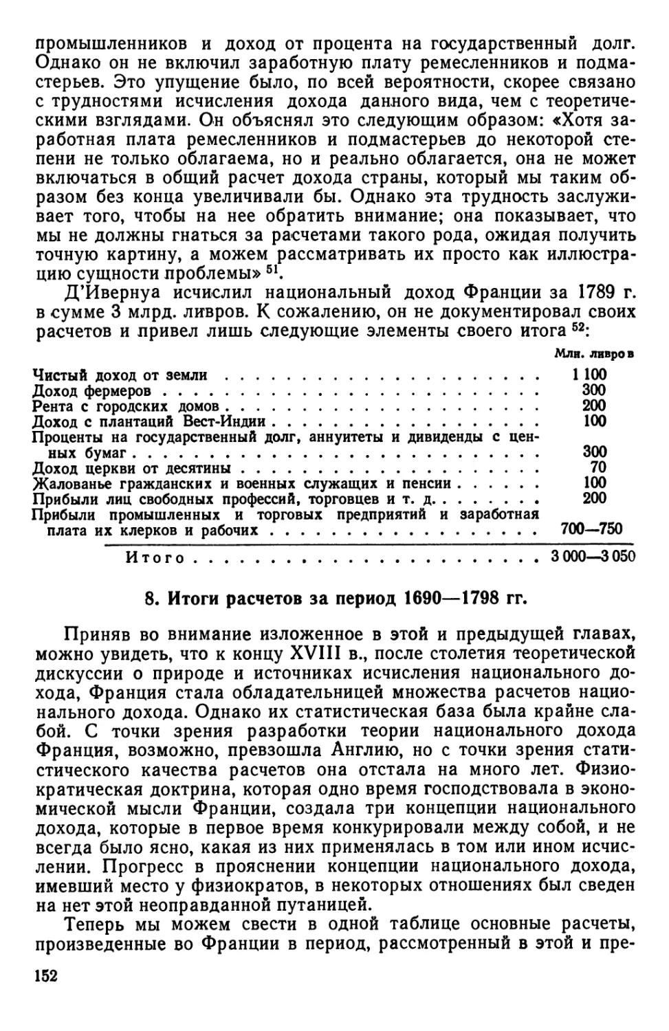 8. Итоги расчетов за период 1690—1798 гг