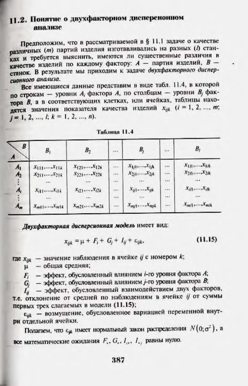 11.2 Понятие о двухфакторном дисперсионном анализе.