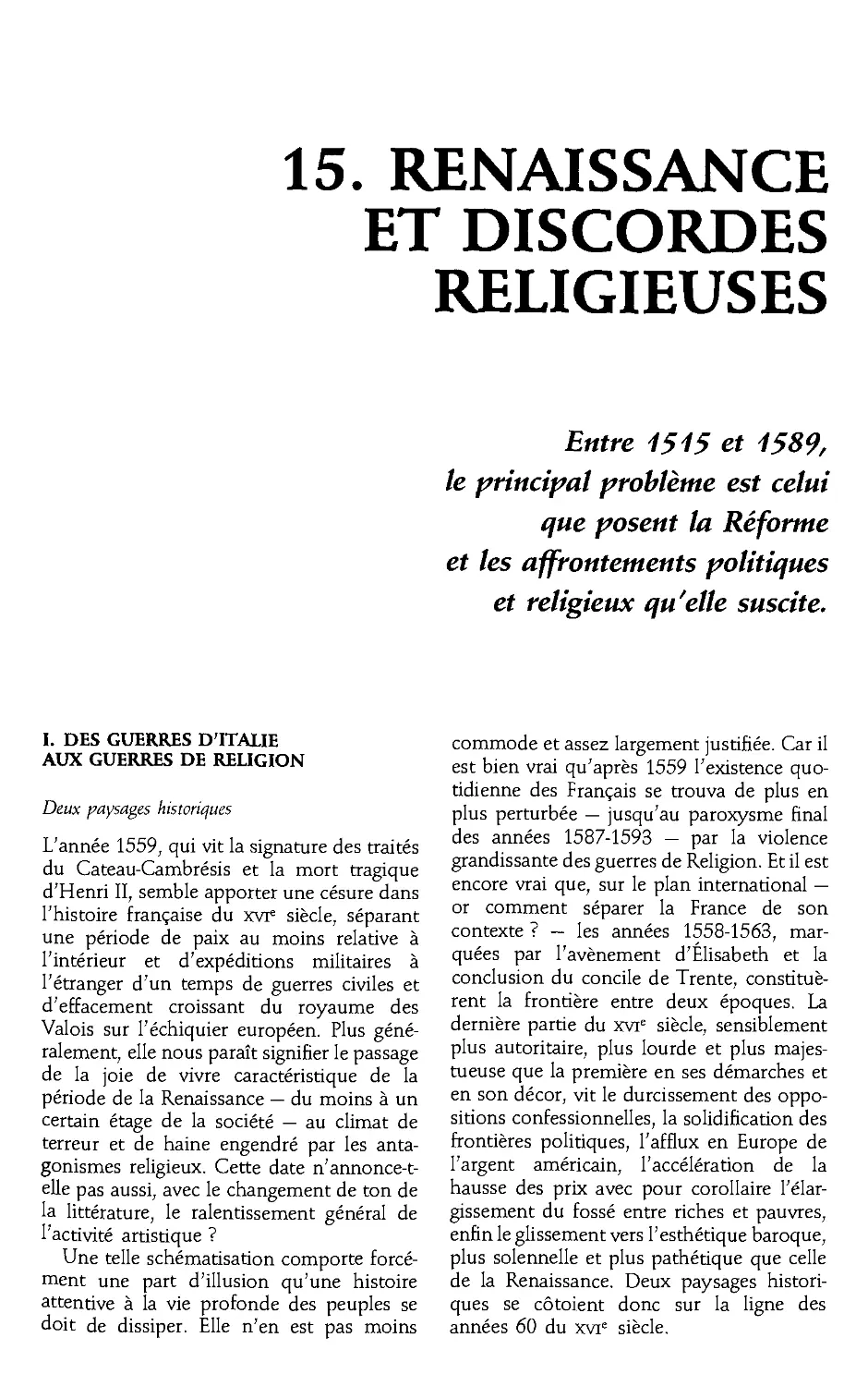15. Renaissance et discordes religieuses, 1515-1589 [371]