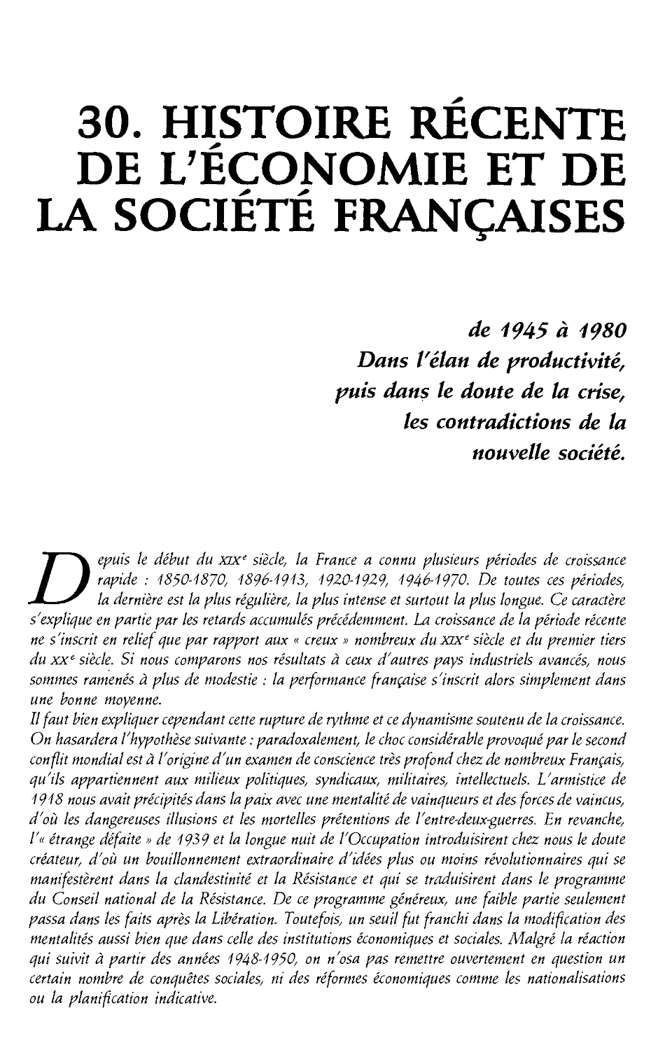 30. Histoire recente de l'economie et de la societe francaises de 1945 a 1980 [871]
