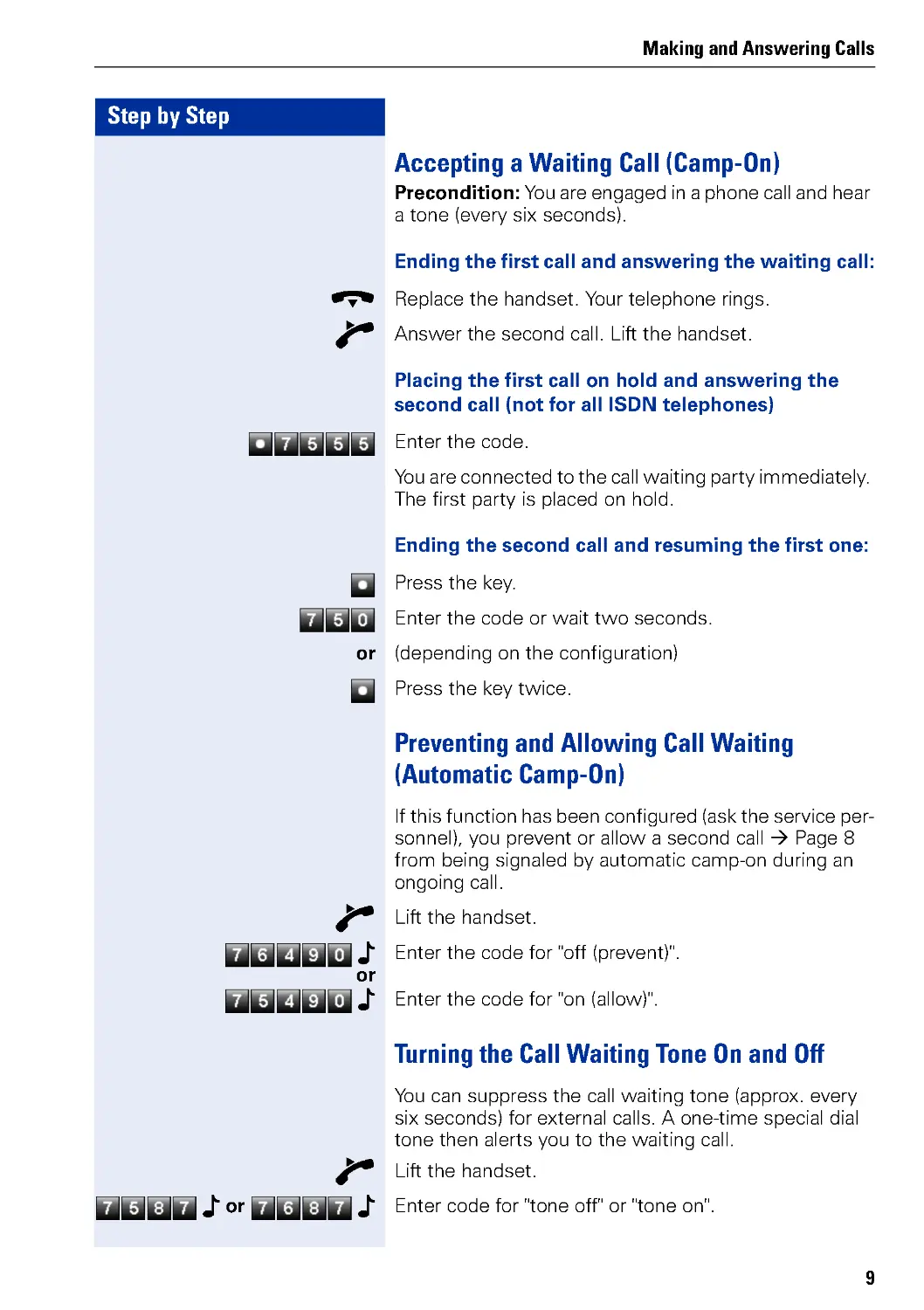 Turning the Call Waiting Tone On and Off