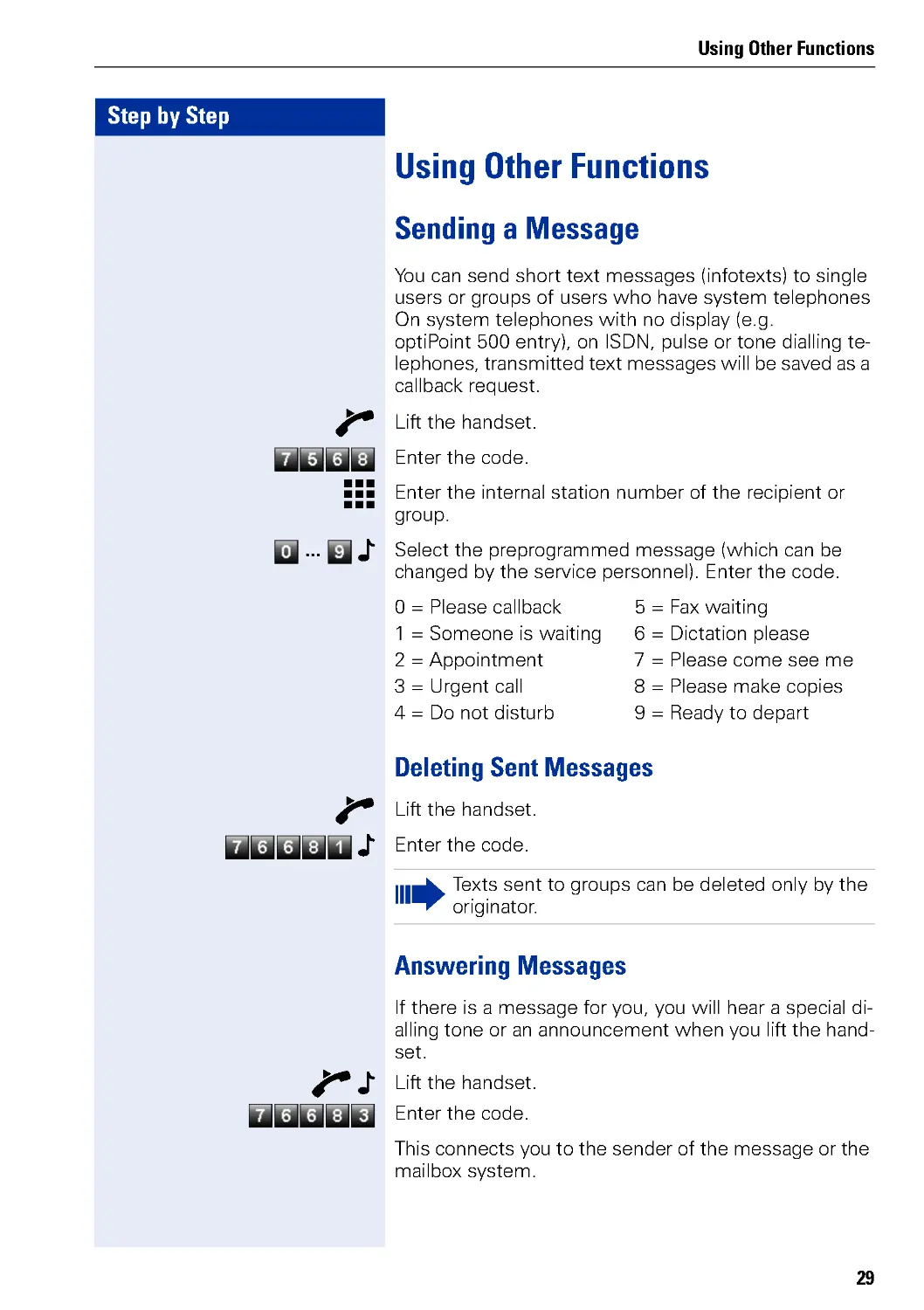 Using Other Functions
Answering Messages