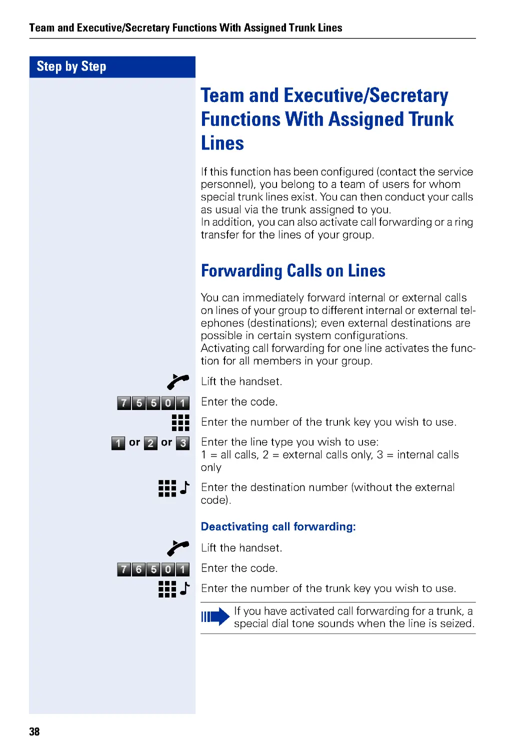 Team and Executive/Secretary Functions With Assigned Trunk Lines