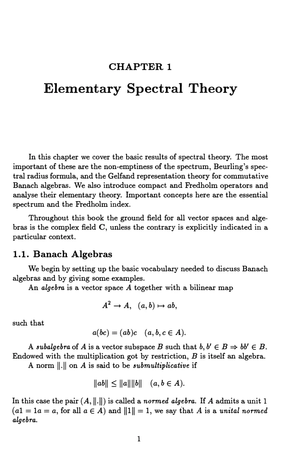Chapter 1. Elementary Spectral Theory