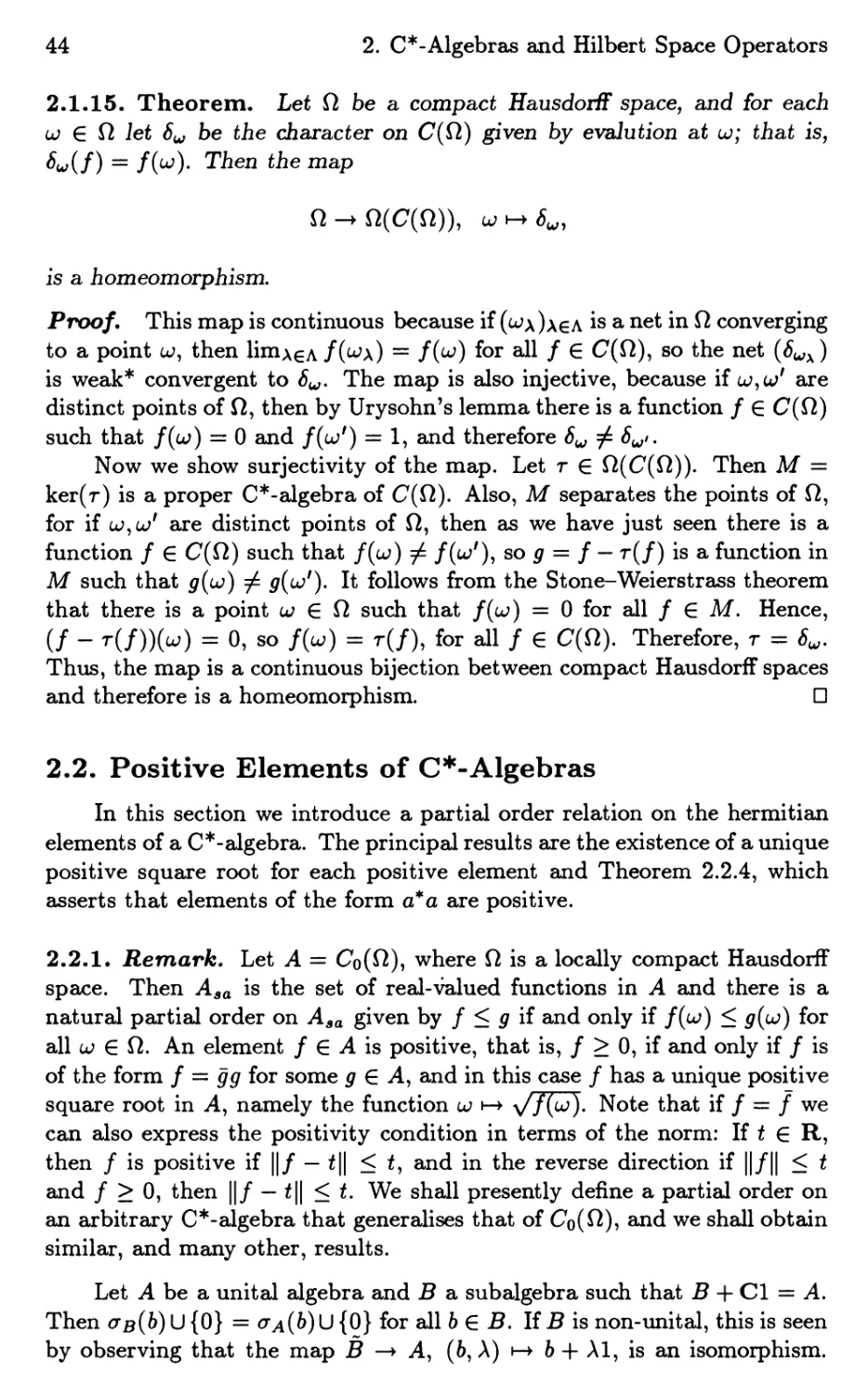 2.2. Positive Elements of C$^\ast$-Algebras