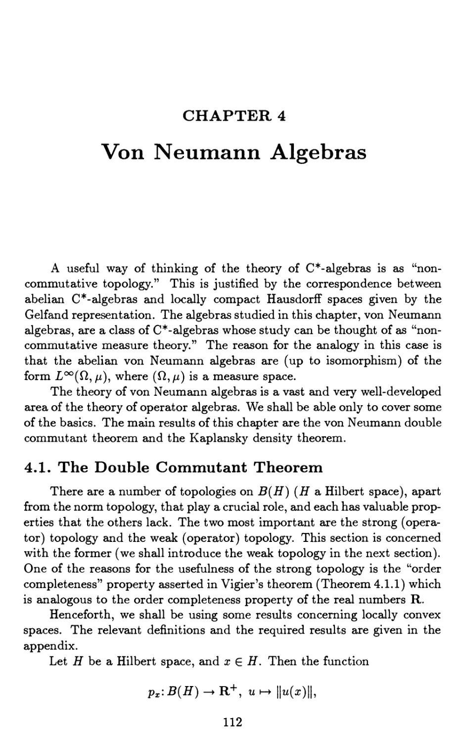 Chapter 4. Von Neumann Algebras