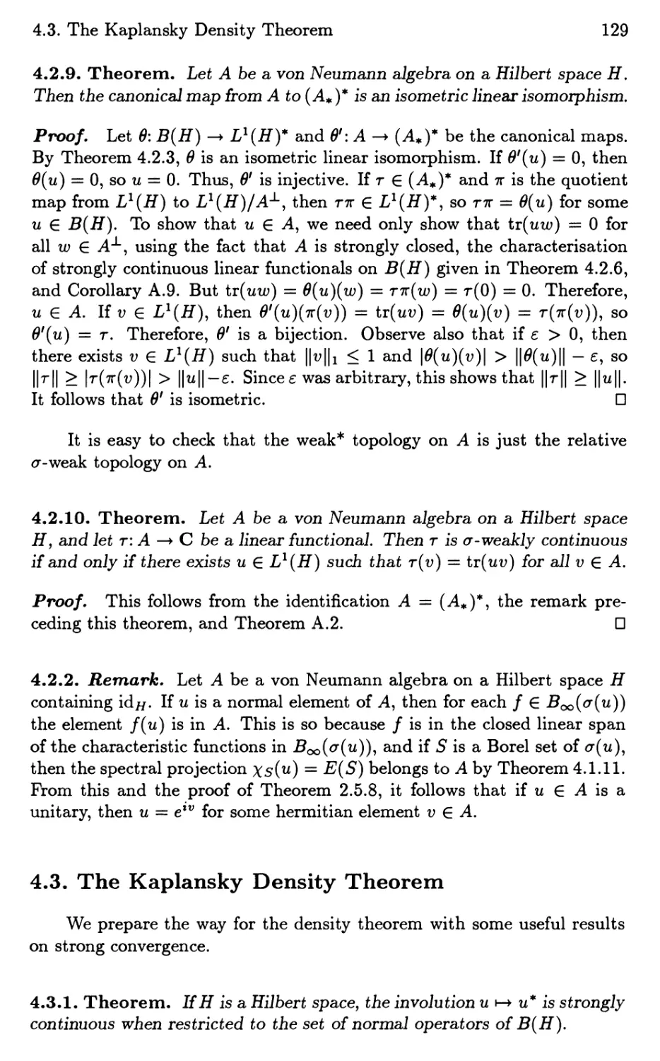 4.3. The Kaplansky Density Theorem