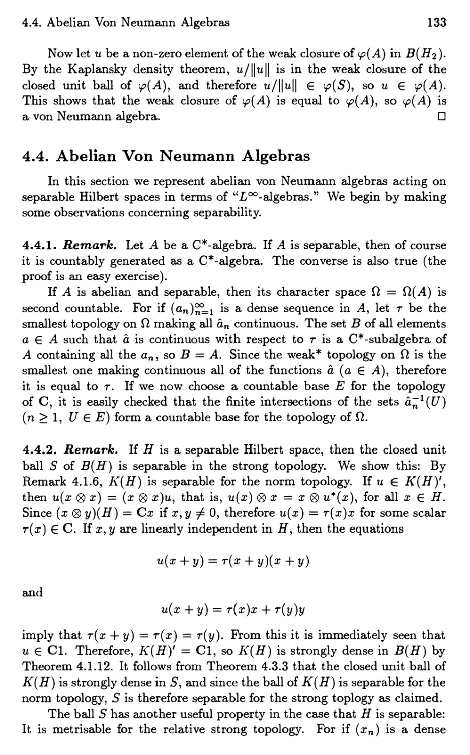 4.4. Abelian Von Neumann Algebras