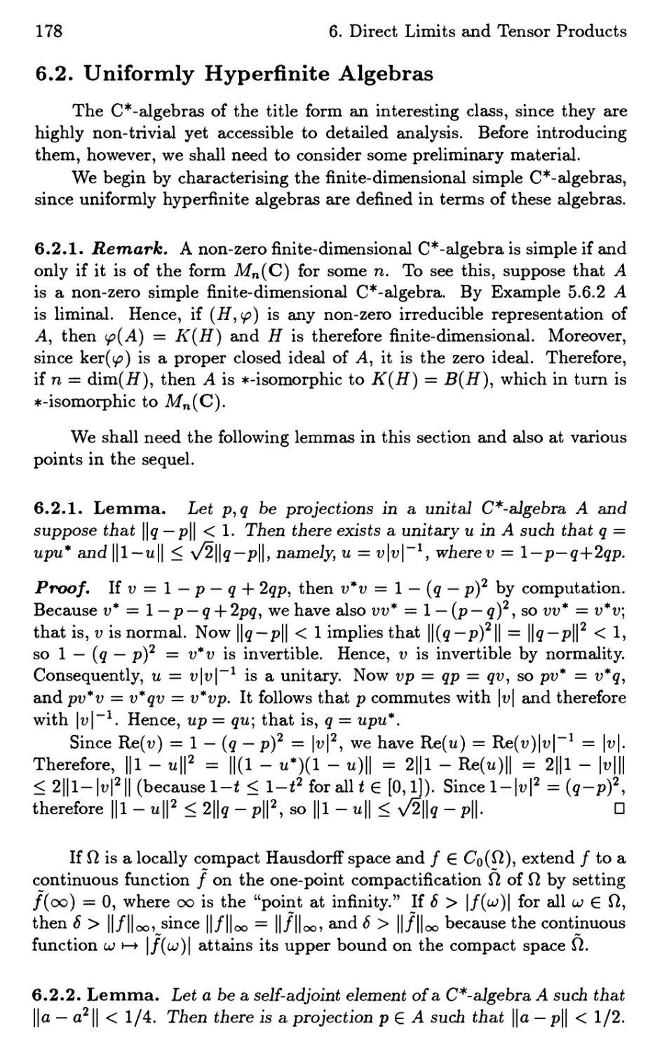 6.2. Uniformly Hyperfinite Algebras