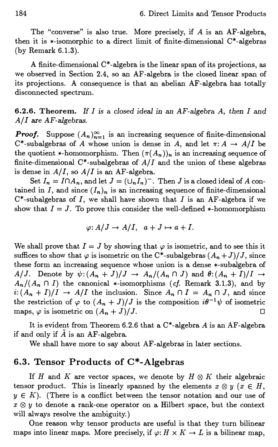 6.3. Tensor Products of C$^\ast$-Algebras