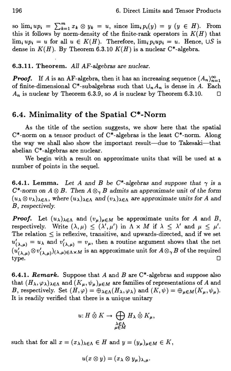 6.4. Minimality of the Spatial C$^\ast$-Norm