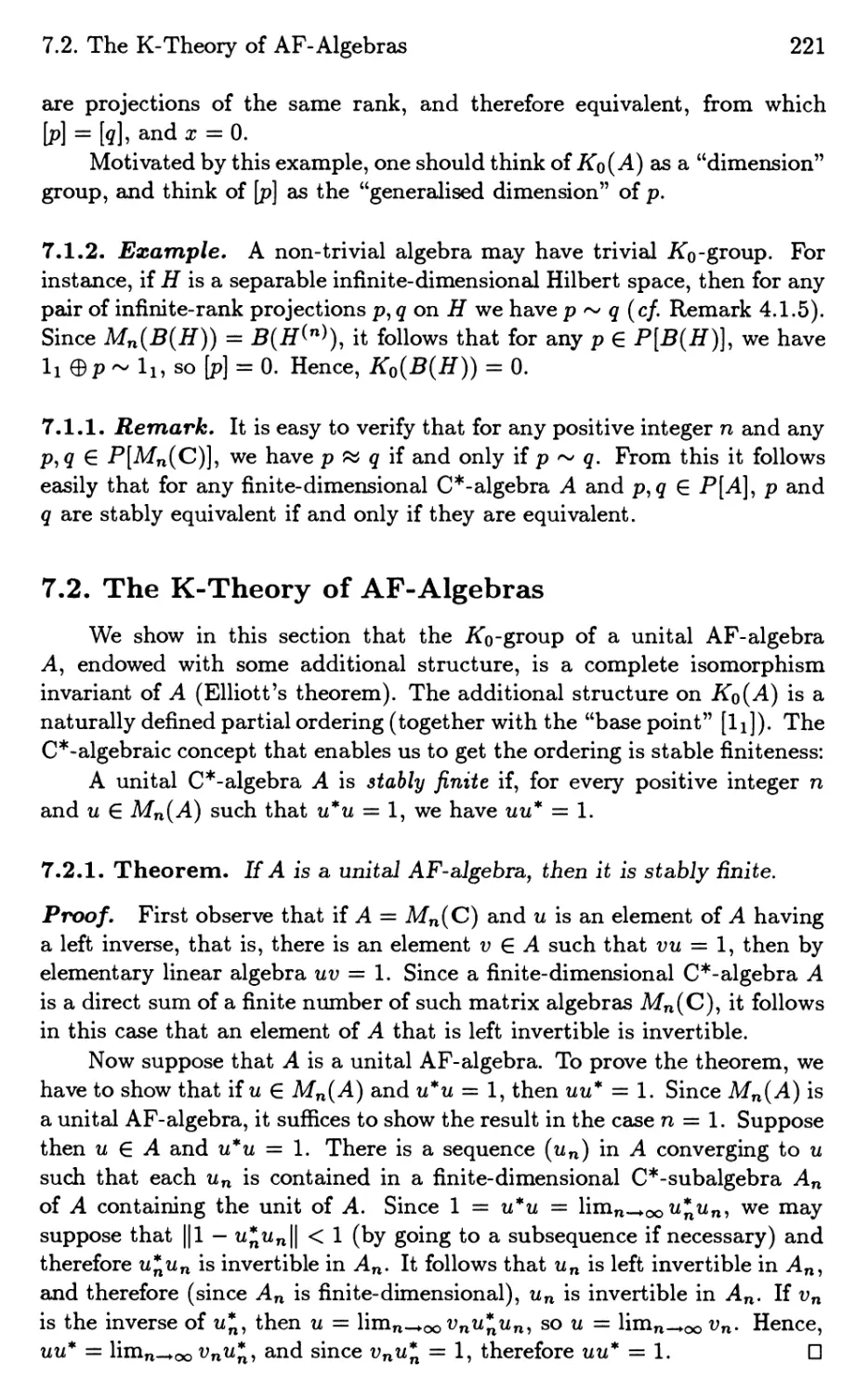 7.2. The K-Theory of AF-Algebras