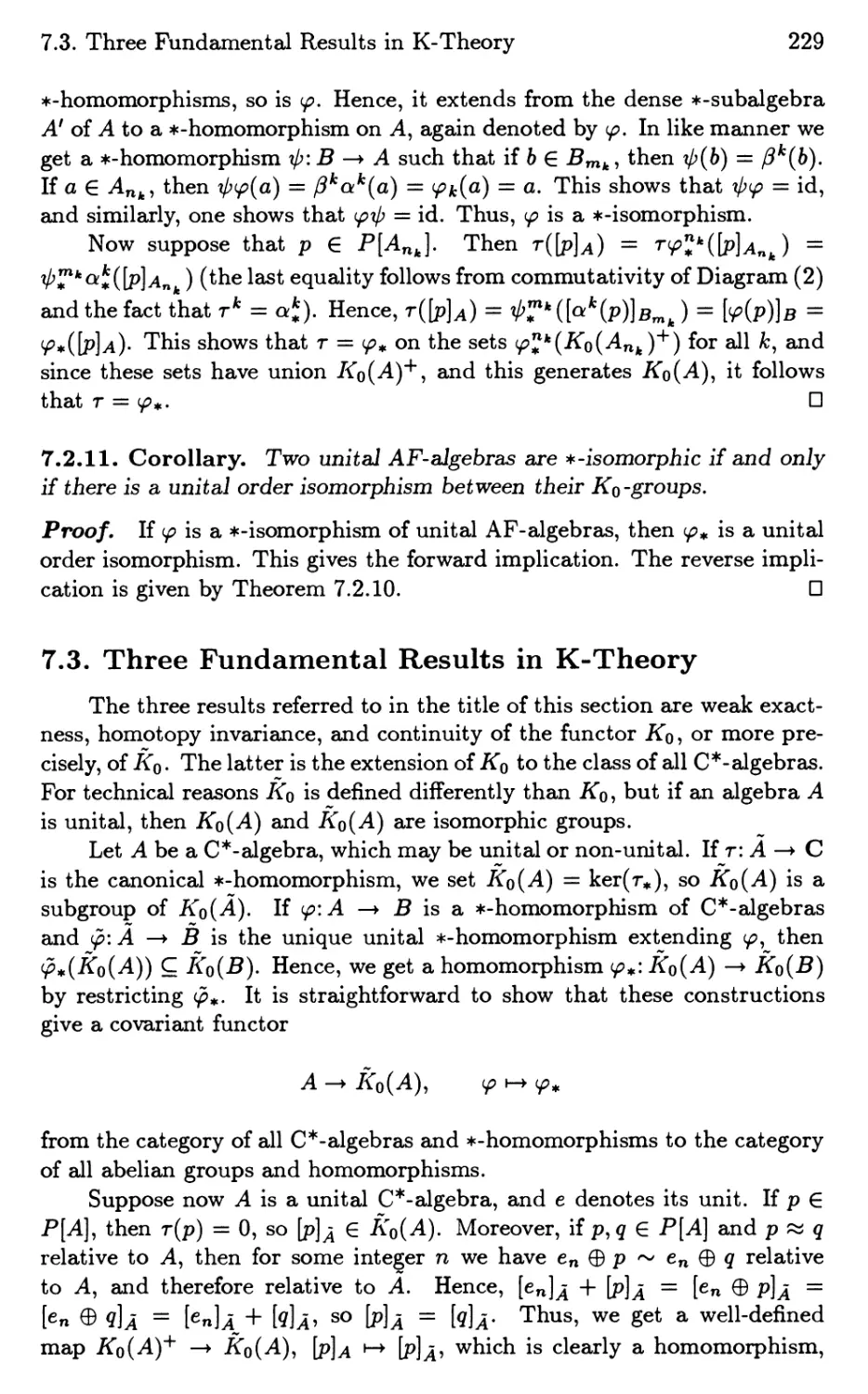7.3. Three Fundamental Results in K-Theory
