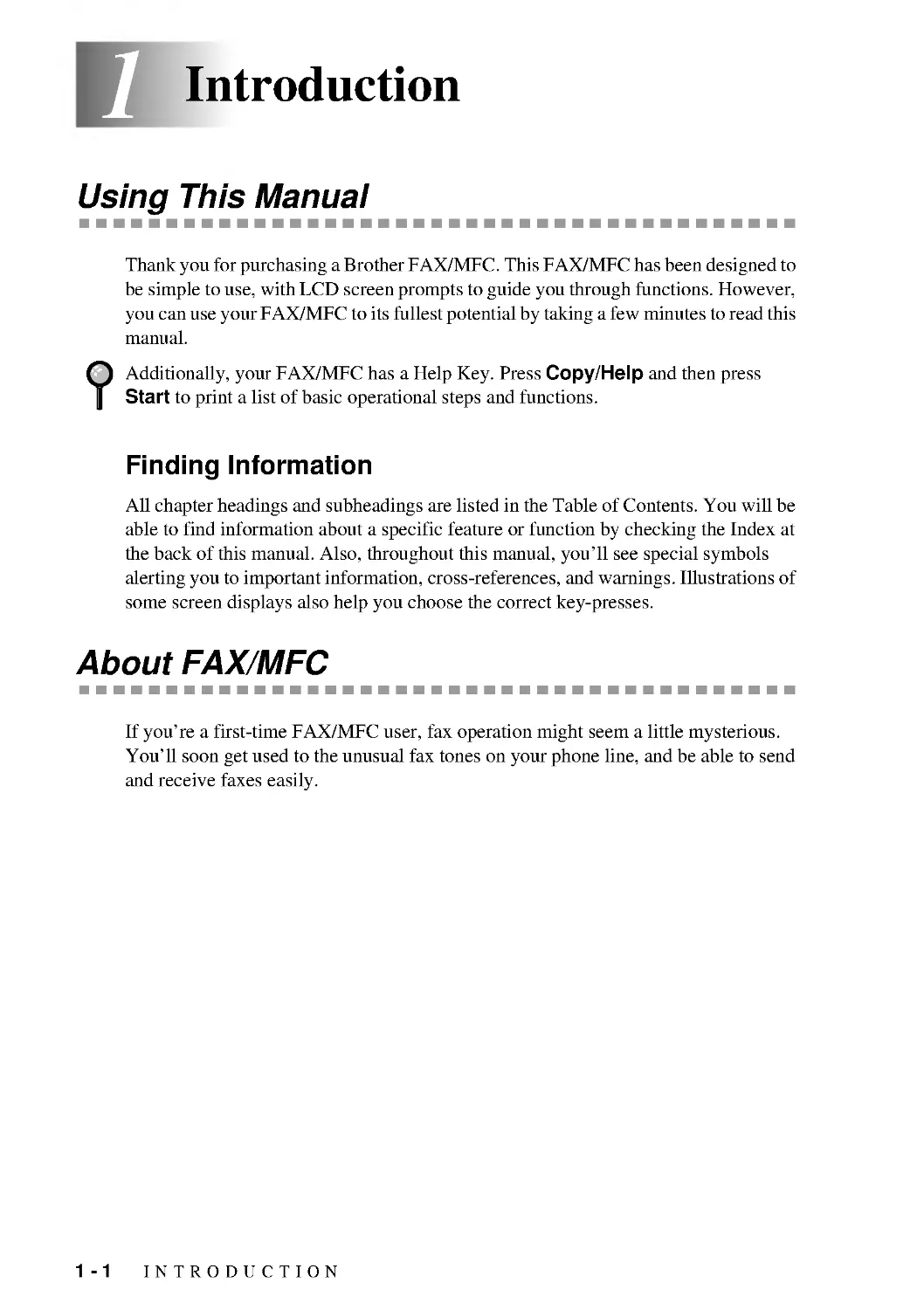 Introduction
About FAX/MFC