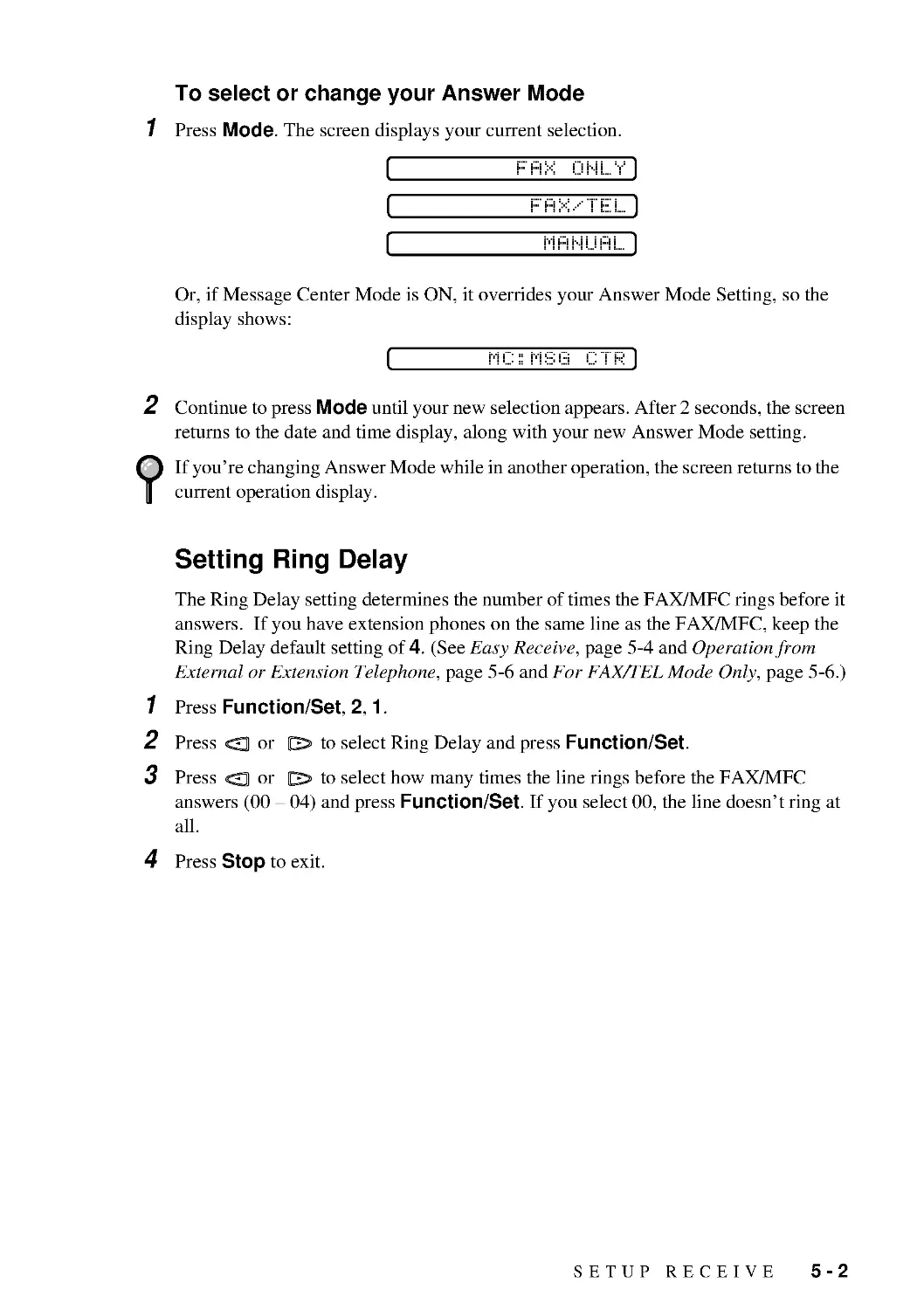 Setting Ring Delay