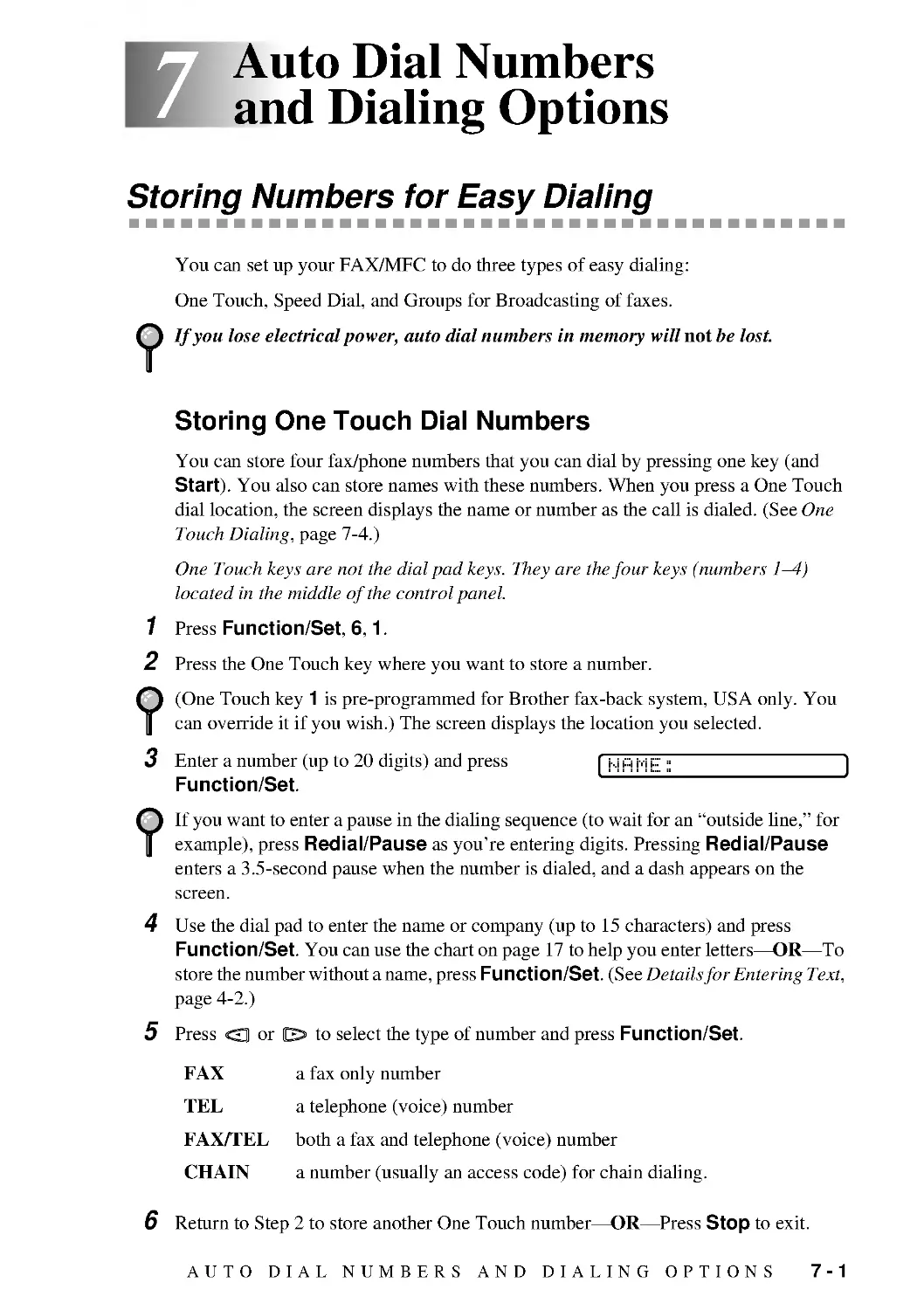 Auto Dial Numbers and Dialing Options