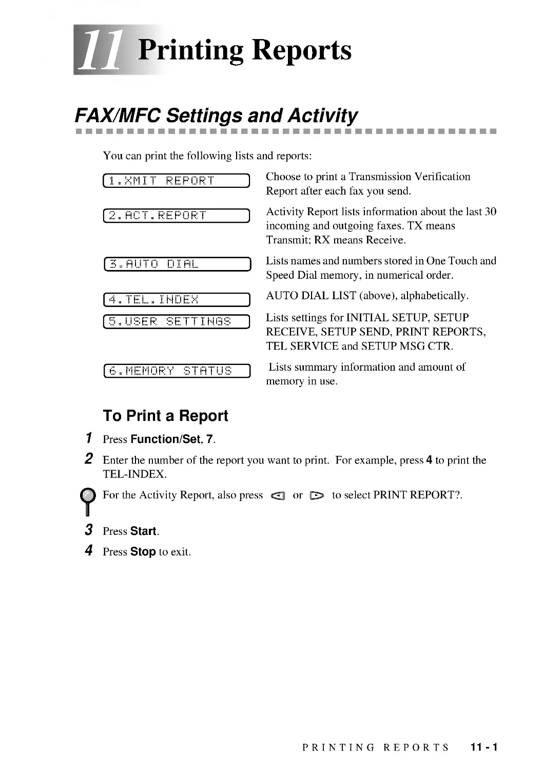 Printing Reports