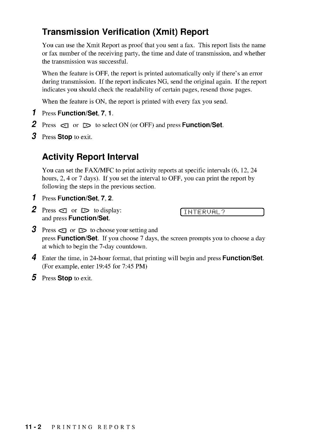 Activity Report Interval