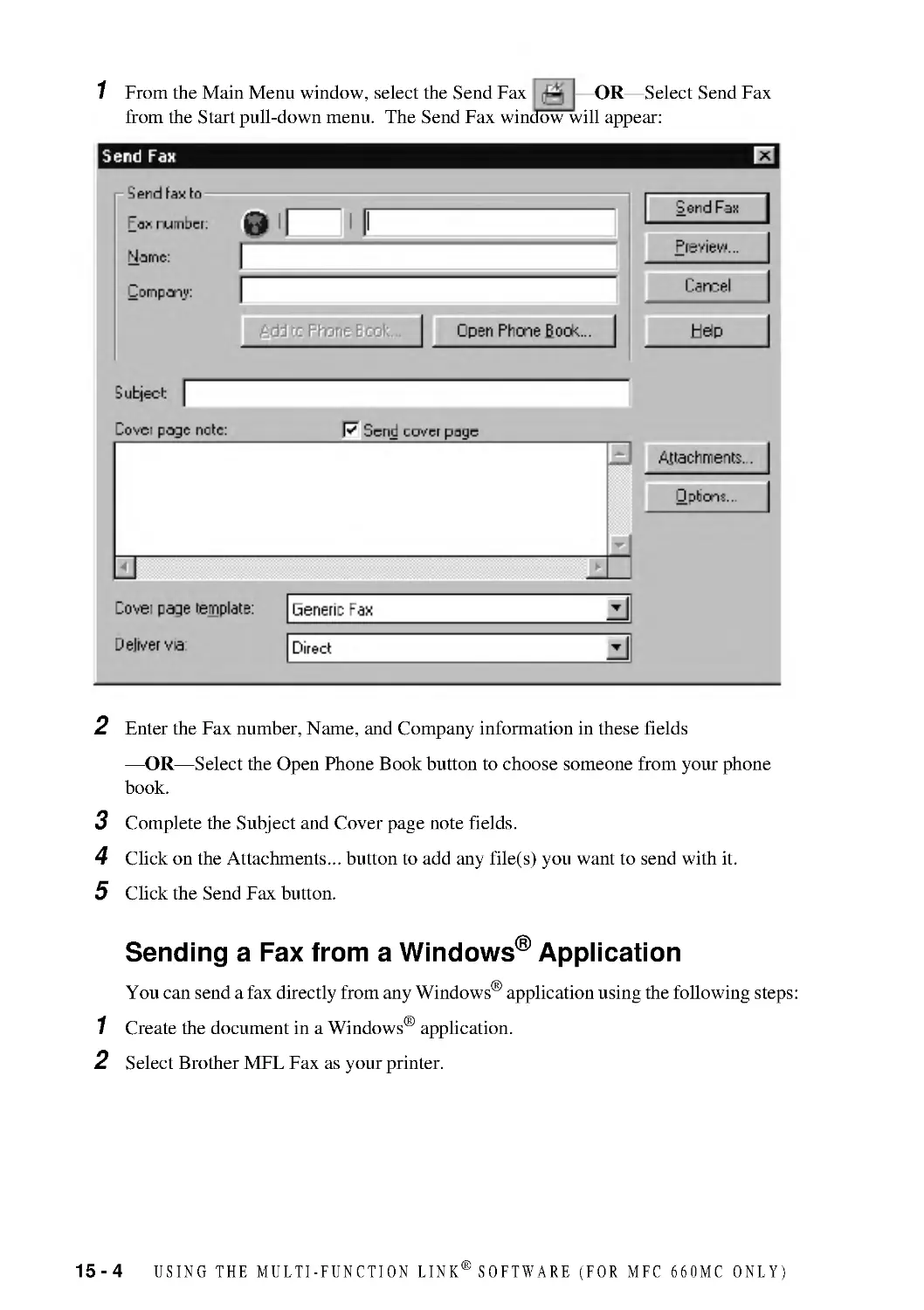 Sending a Fax from a Windows® Application