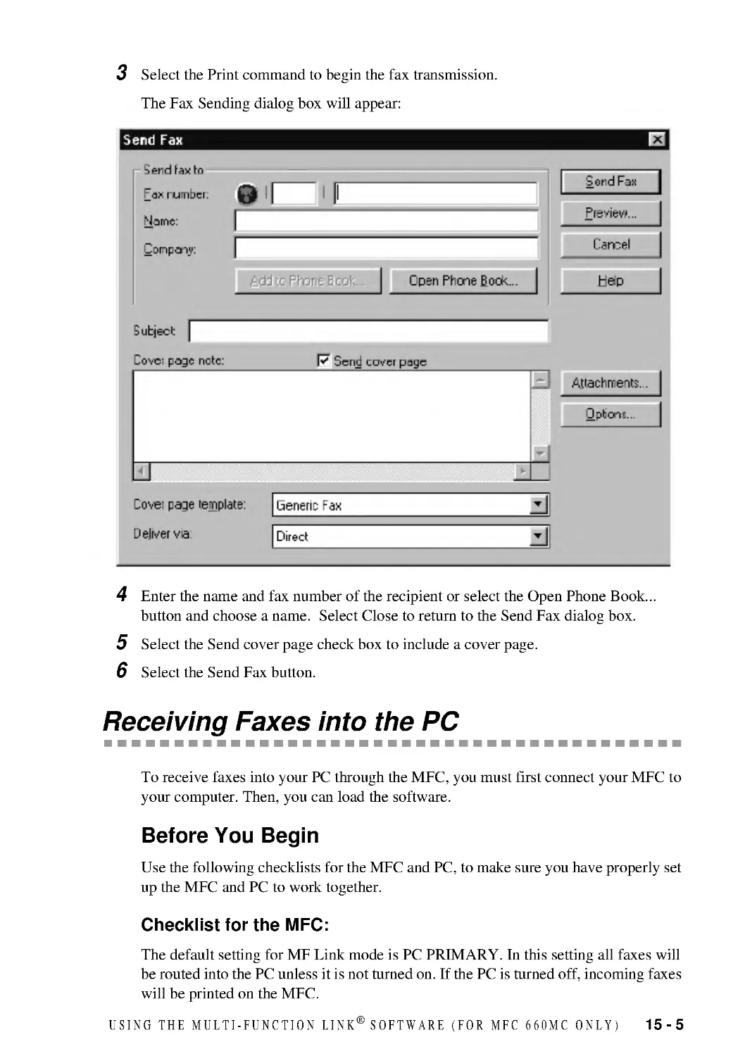 Receiving Faxes into the PC