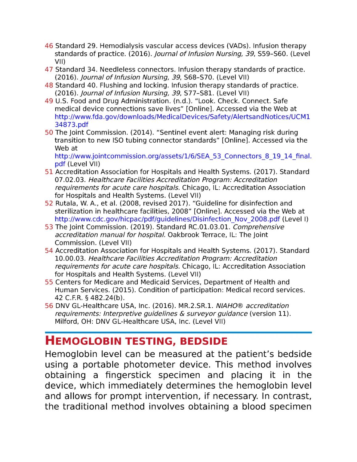 Hemoglobin testing, bedside