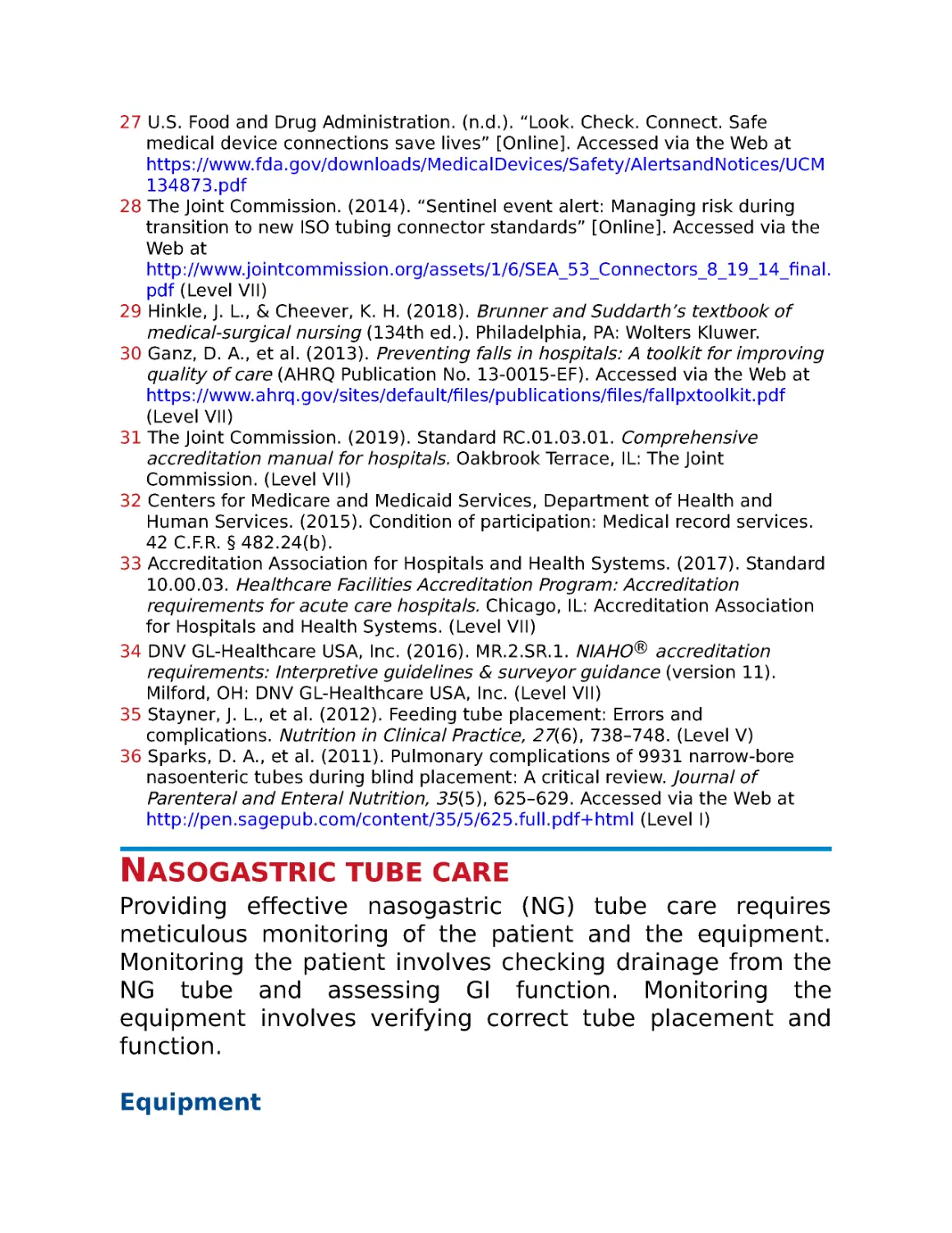 Nasogastric tube care