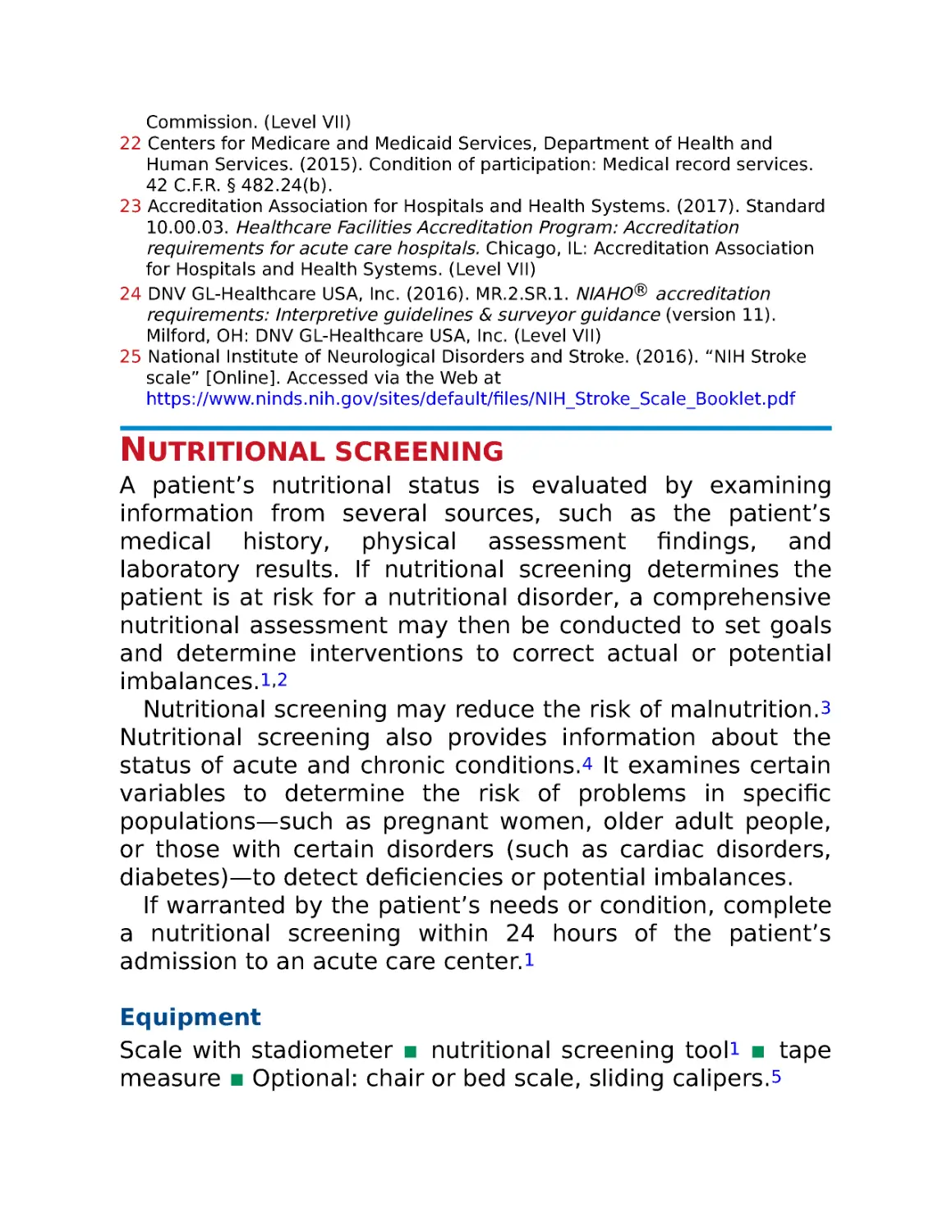 Nutritional screening