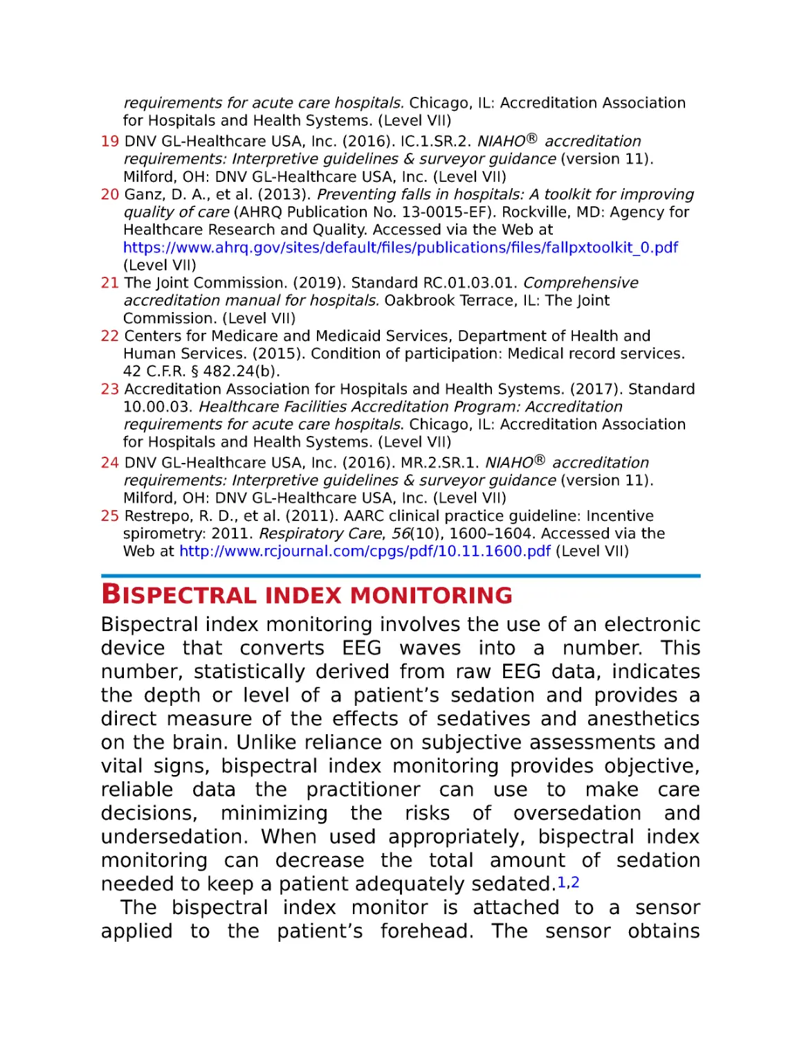Bispectral index monitoring