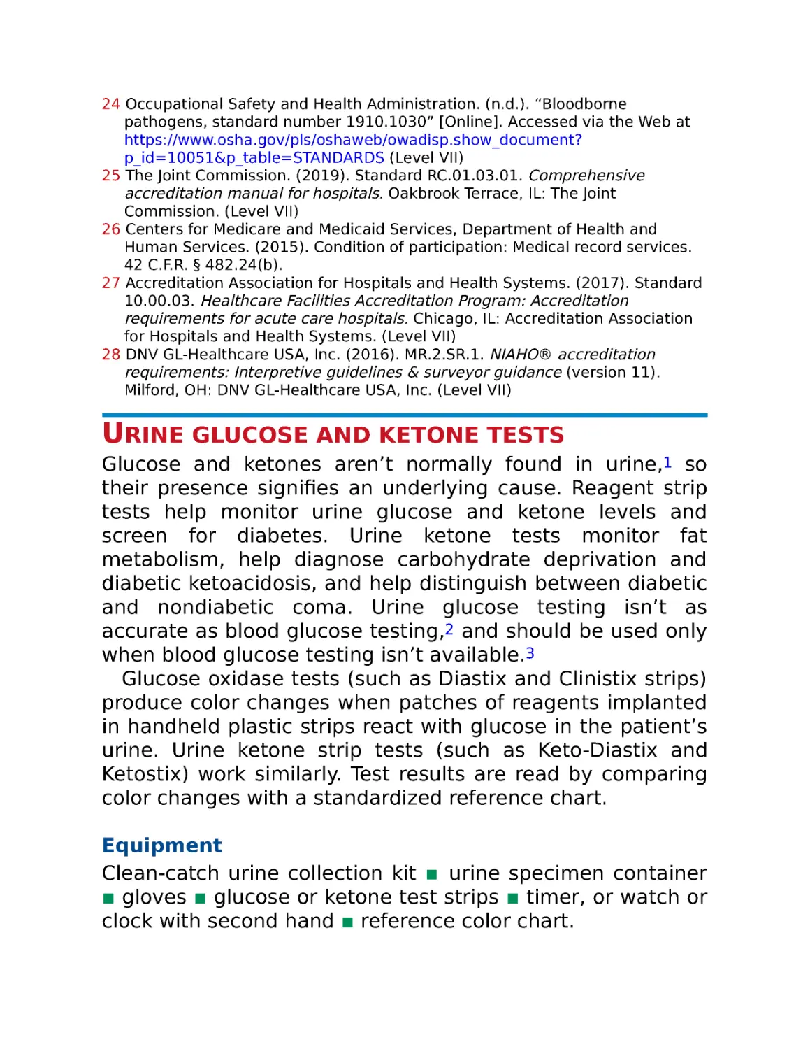 Urine glucose and ketone tests