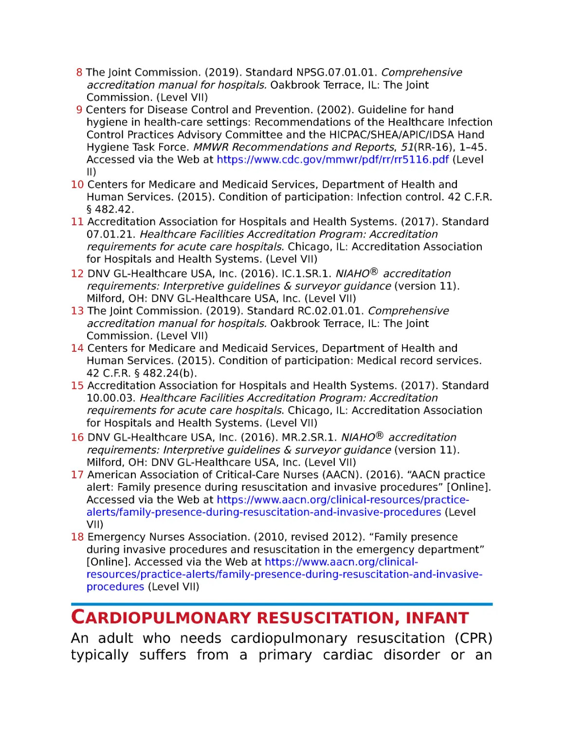 Cardiopulmonary resuscitation, infant