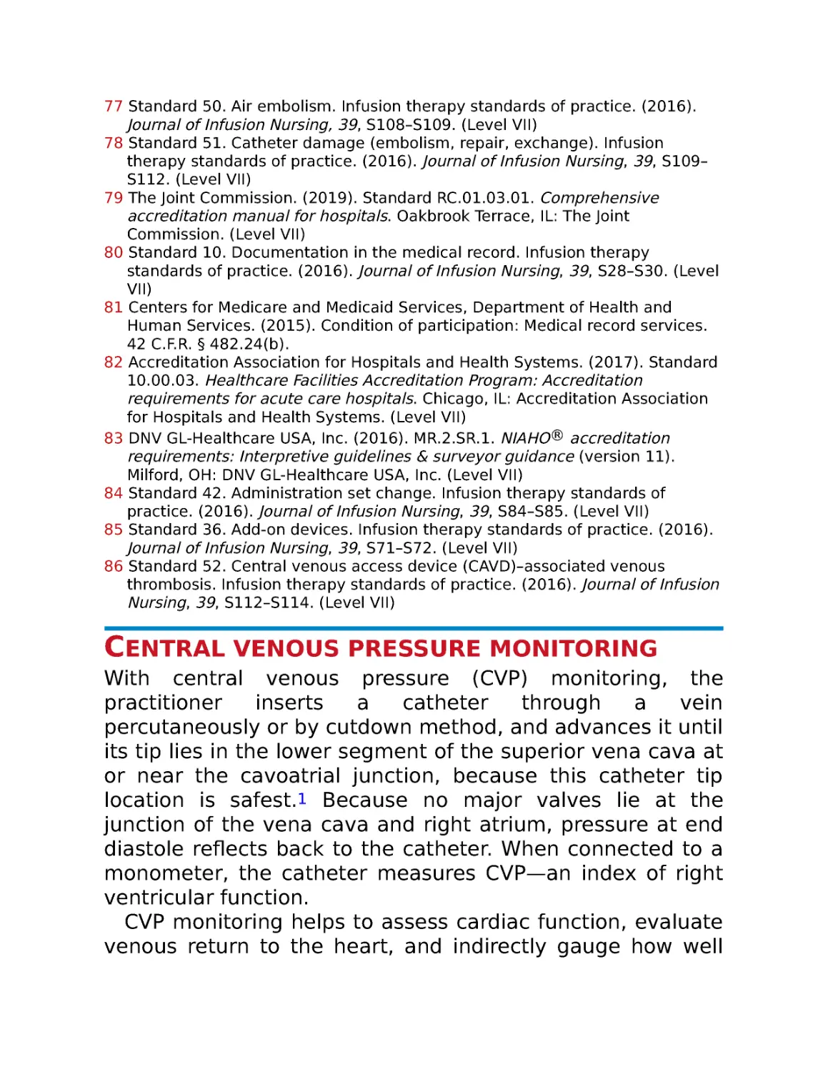Central venous pressure monitoring