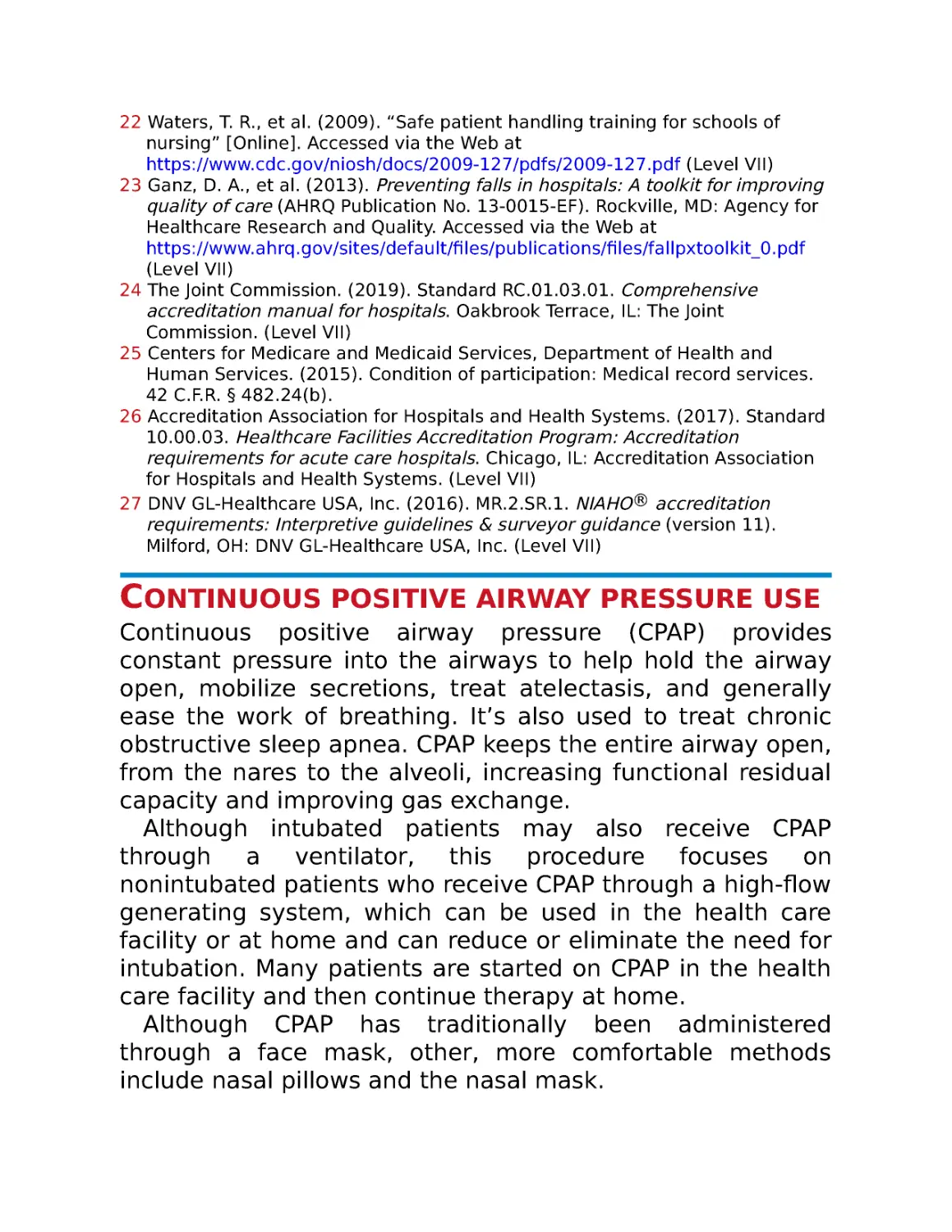 Continuous positive airway pressure use