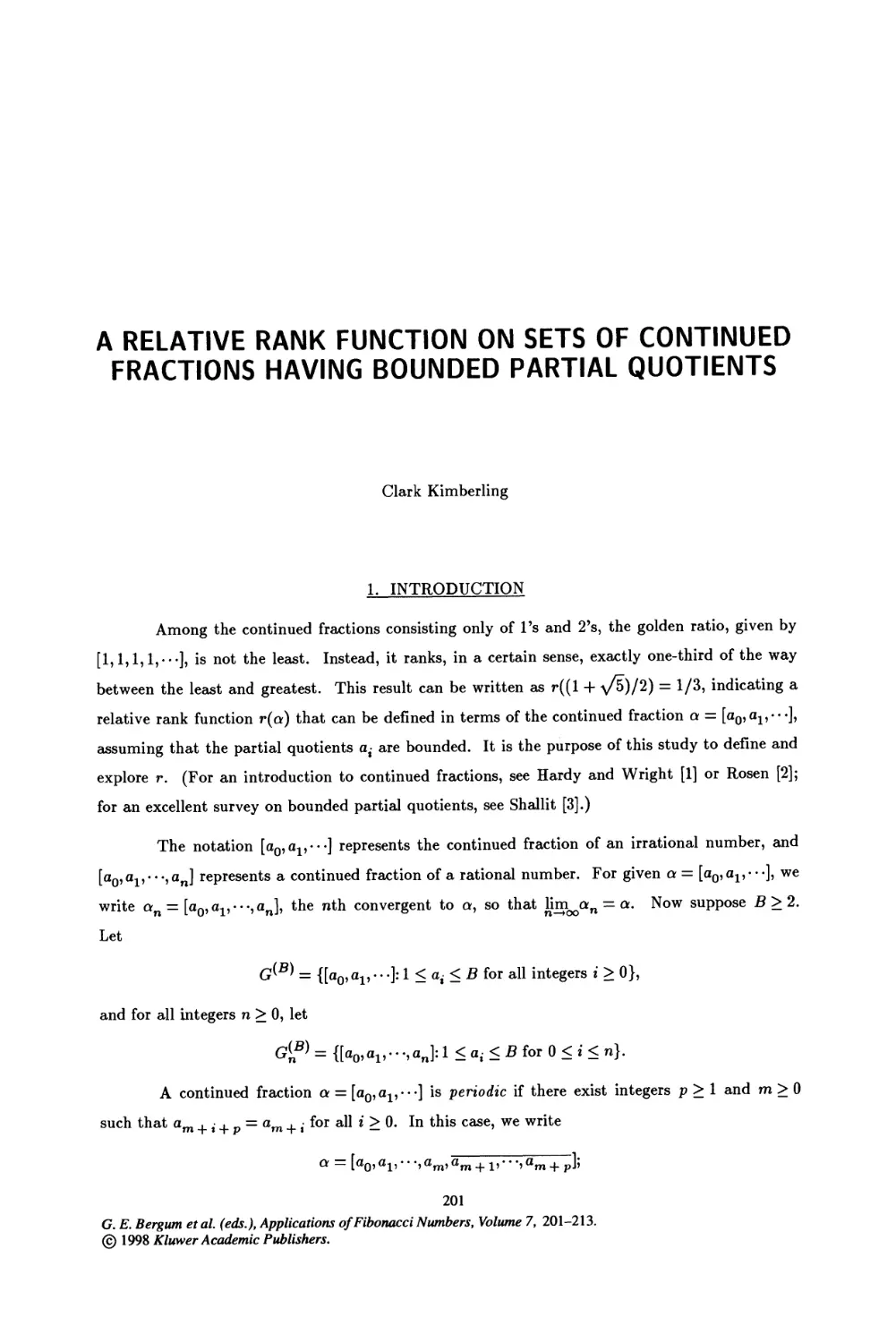 24. A Relative Rank Function on Sets of Continued Fractions Having Bounded Partial Quotients