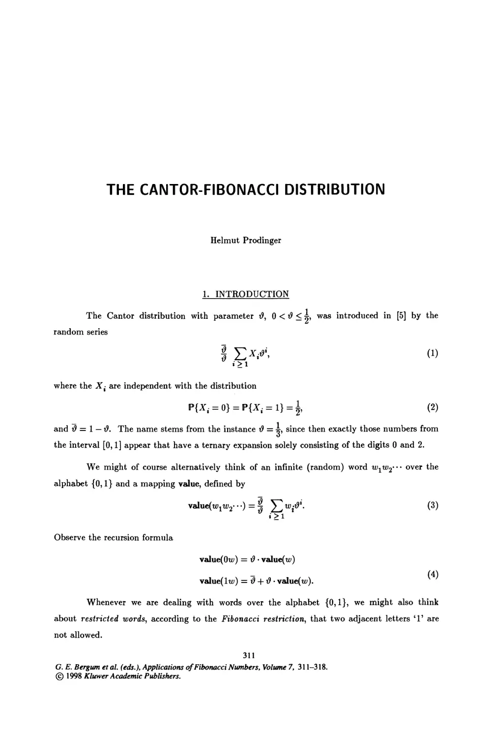 35. The Cantor-Fibonacci Distribution