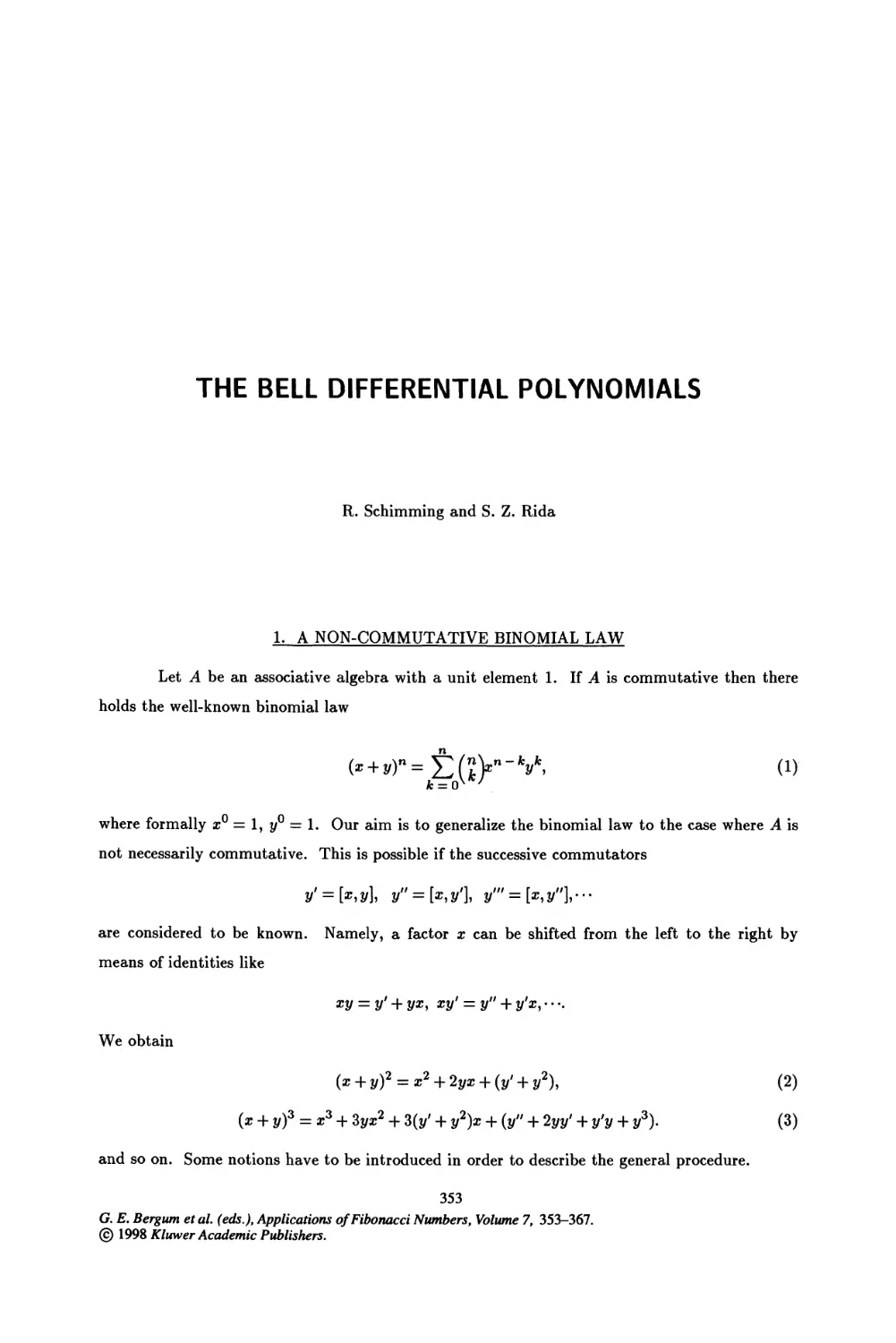 40. The Bell Differential Polynomials