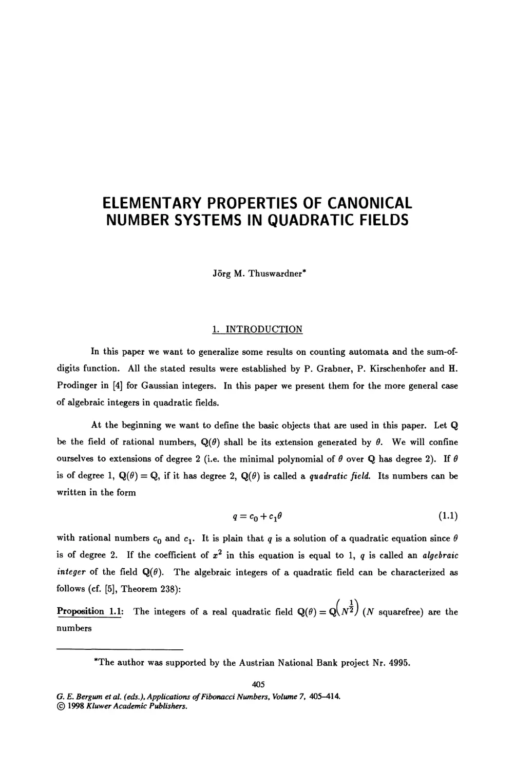 45. Elementary Properties of Canonical Number Systems in Quadratic Fields