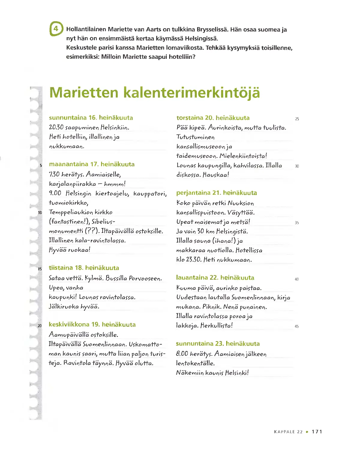 Marietten kalenteri-merkintöjä